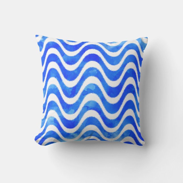 Blå Vinkara dekorativ vattenfärg Kudde (Framsida)