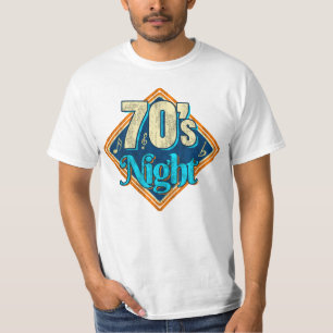 Blå Vintage 70's Natt Disco Music T Shirt