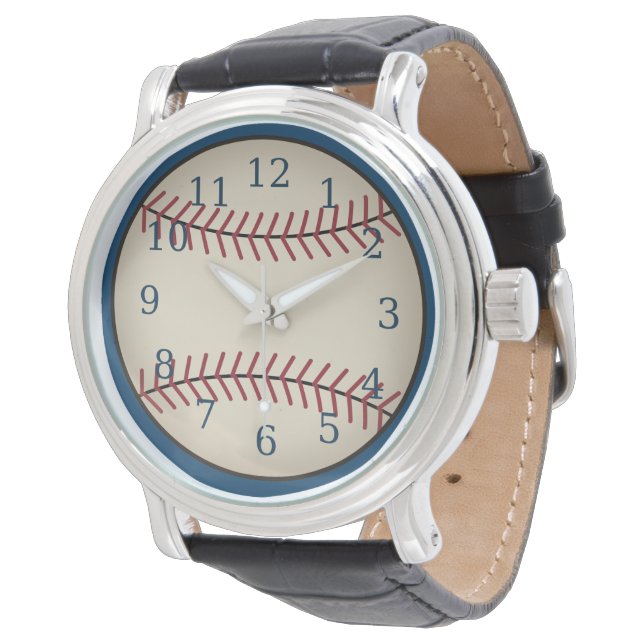 Blå Vintage Basebollklocka Armbandsur (Vinklad)