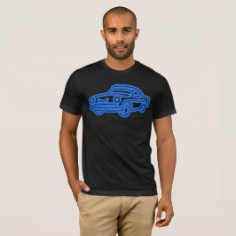 Blå Vintage Bil Illustration T Shirt