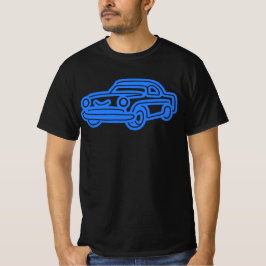 Blå Vintage Bil Illustration T Shirt