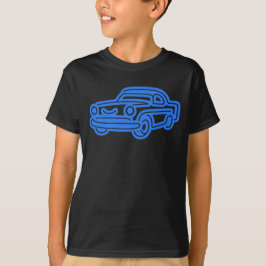 Blå Vintage Bil Illustration T Shirt