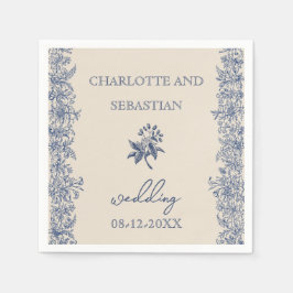 Blå vintage blommigt bröllop pappra blöjor pappersservett