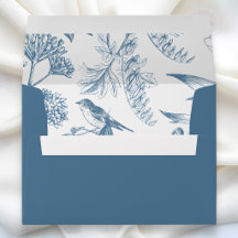 Blå Vintage botanisk Chinoiserie blom-