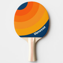 Blå Vintage Cirkel Rand med Namn Pingisracket