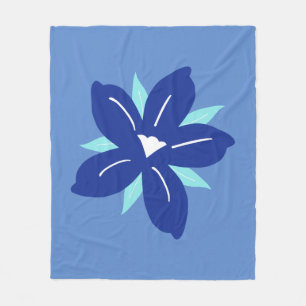 Blå Vintage för Flower Market Print Mykonos Retro Fleecefilt