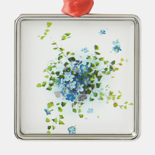 Blå Vintage - glöm-me-nots Julgransprydnad Metall (Framsidan)