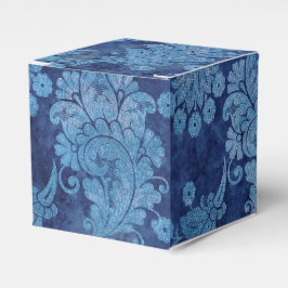 Blå Vintage Grunge Damask Presentaskar