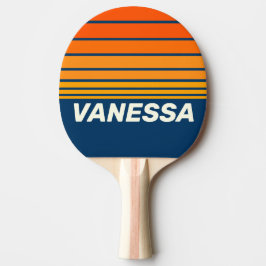 Blå Vintage Horisontrandig med namn Pingisracket