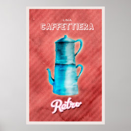 Blå Vintage Kaffepanna Poster