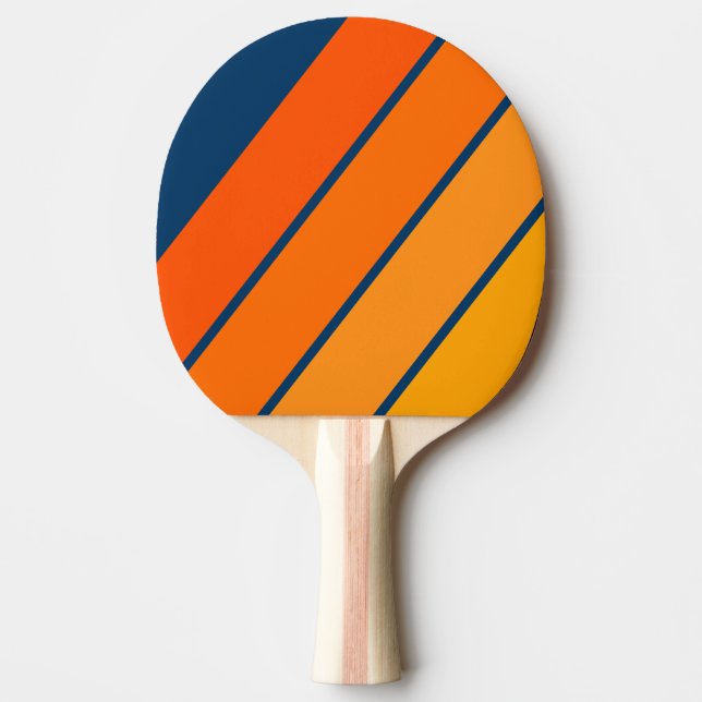 Blå Vintage Kraftiga Ränder Pingisracket (Framsidan)