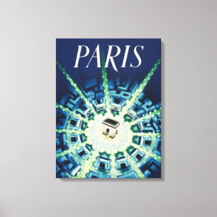 Blå Vintage Paris Fransk Luft Travel Europe Canvastryck