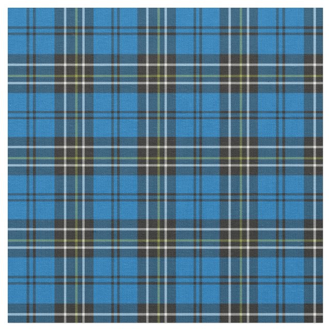 Blå Vintage Plaid Tyg (Närbild)