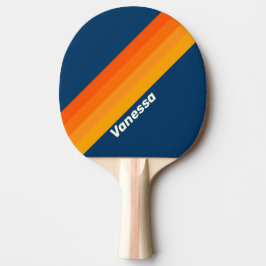Blå Vintage Ränder med Namn Pingisracket