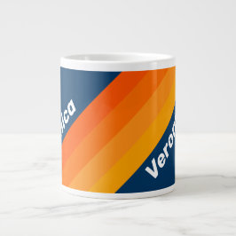 Blå Vintage Randig med Namn Jumbo Mugg