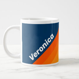 Blå Vintage Randig med Namn Jumbo Mugg