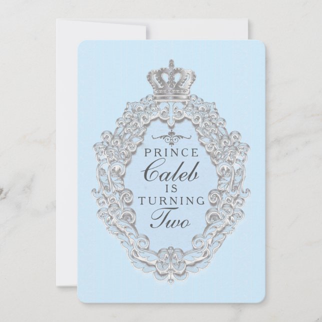 Blå Vintage Sagoprins Festinbjudan Inbjudningar (Framsida)