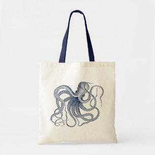 Blå Vintage Steampunk Octopus Tygkasse