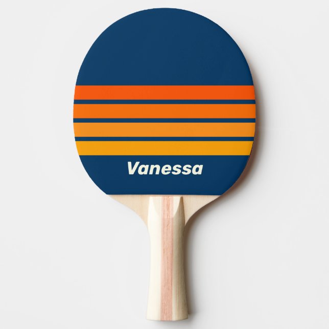 Blå Vintage Tvärgående Rand med Namn Pingisracket (Framsidan)