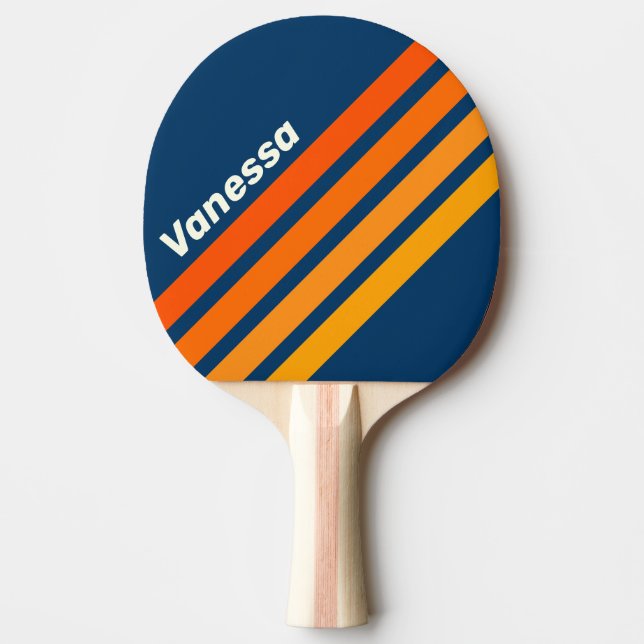 Blå Vintage Vinklad Rand med Namn Pingisracket (Framsidan)