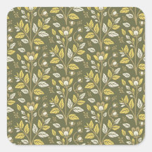 Blå vintageinspirerad botanisk mönster fyrkantig