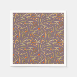 Blå vintageinspirerade servetter med botaniskt mön