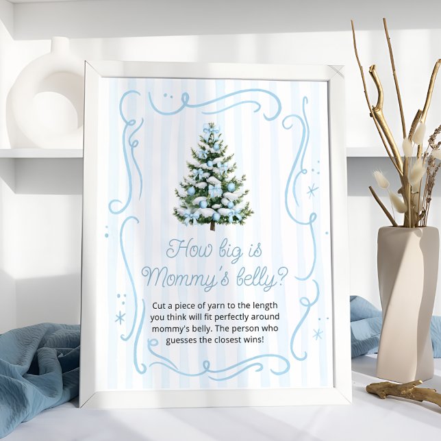 Blå Vinter Baby Shower Hur Stor är Mamma:s Mage Poster (Skapare uppladdad)