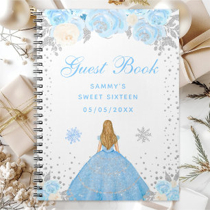 Blå Vinter Blond Hår Prinsessa Sweet Sixteen Anteckningsbok