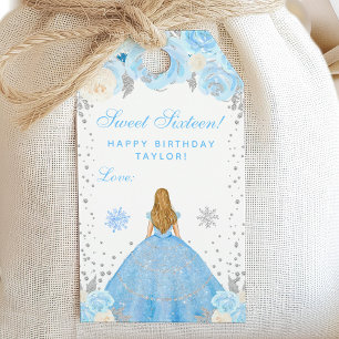 Blå Vinter Blond Hår Prinsessa Sweet Sixteen Presentetikett