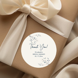 Blå vinter botanisk tack - blommig runt klistermärke