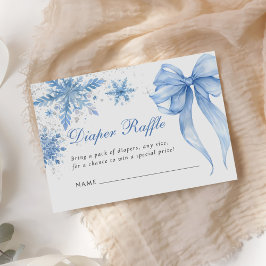 Blå vinter Bow Baby Shower Raffle Tilläggskort