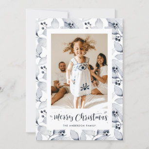 Blå Vinter-fotokort för God jul Julkort