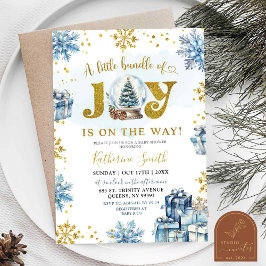 Blå vinter-Globe-paket med Joy Baby Shower från Sn Inbjudningar