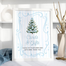 Blå vinter jul baby shower kort och presenter poster