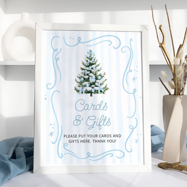 Blå vinter jul baby shower kort och presenter poster (Skapare uppladdad)