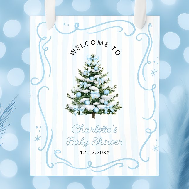 Blå vinter julgran Baby Shower Välkommen Poster (Skapare uppladdad)