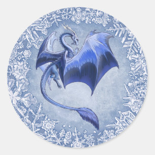 Blå vinter-konst av typen Fantasy Runt Klistermärke