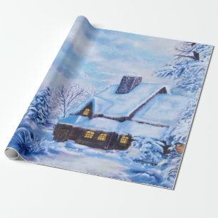 Blå vinter liggande skåp presentpapper