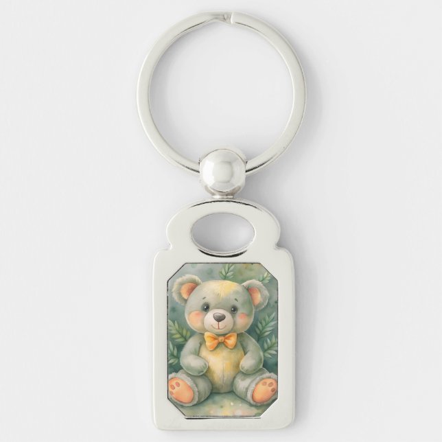 Blå vinter med dekor rektangulärt silverfärgad nyckelring (Framsidan)