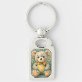 Blå vinter med dekor rektangulärt silverfärgad nyckelring