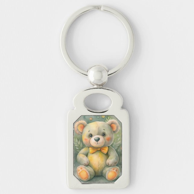 Blå vinter med dekor rektangulärt silverfärgad nyckelring (Framsidan)