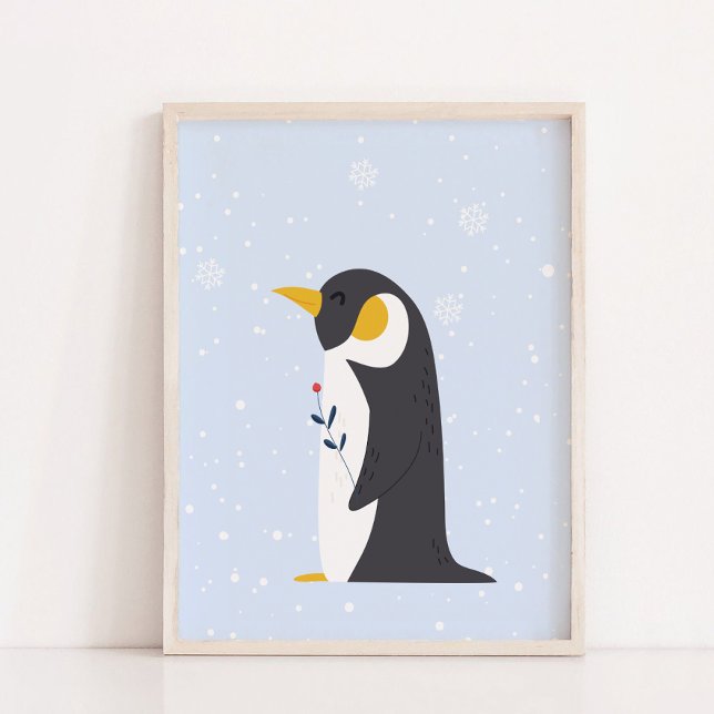 Blå vinter | Penguin Arktisk näsduk för arktiska d Poster (Blue Winter | Penguin Arctic Animal Nursery Decor)