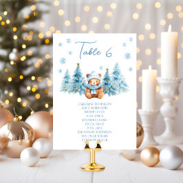 Blå Vinter Teddybjörn Baby Shower Bordnummer