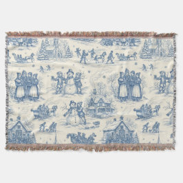 Blå Vinter Toile Chinoiserie Filt
