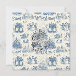 Blå Vinter Toile Chinoiserie Kort
