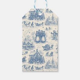 Blå Vinter Toile Chinoiserie Presentetikett