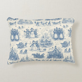 Blå Vinter Toile Chinoiserie Prydnadskudde