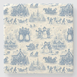 Blå Vinter Toile Chinoiserie Stenunderlägg