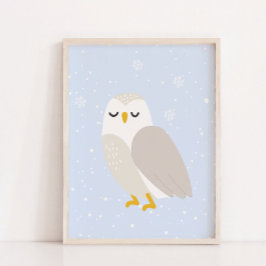 Blå vinter | Ugglas arktiska djur Barnkammardekor Poster