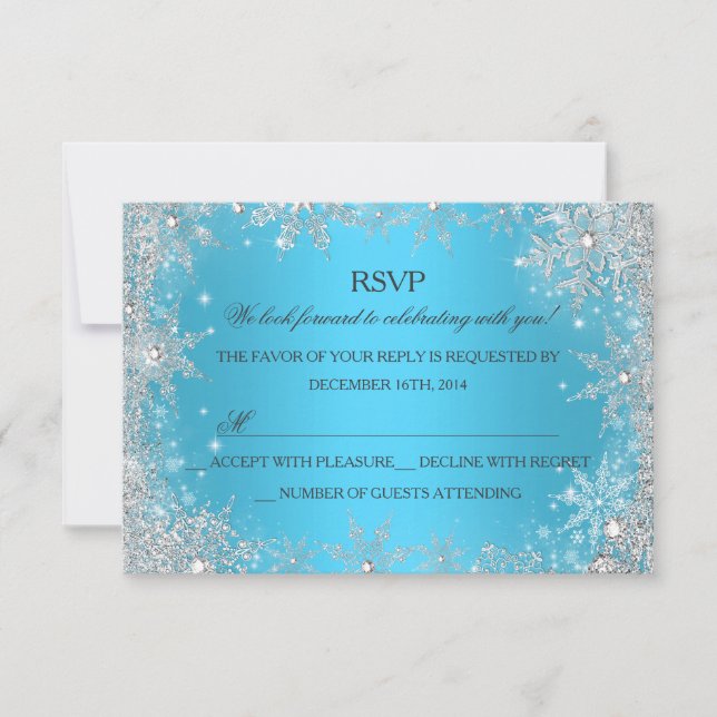 Blå Vinter Värld Jul Holiday RSVP OSA Kort (Framsida)